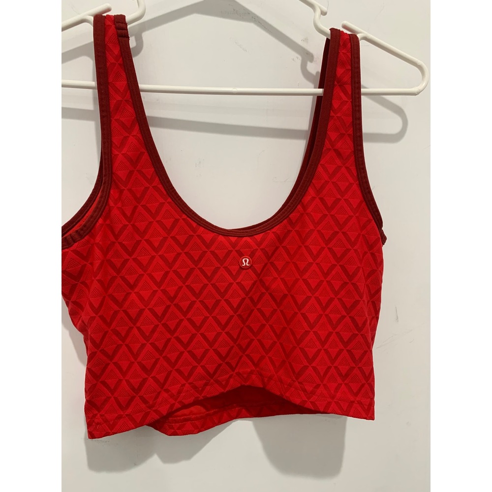 Lululemon Align Bra Light Support A/B Cup Red Geo Diamond LW1FJVS M missing pads